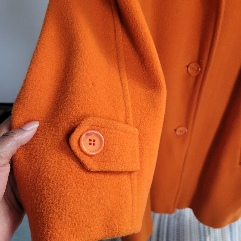Vintage Designer Bill Blass Burnt Orange Limited Edition Wool Coat (Size: M/L) - Picture 12 of 16